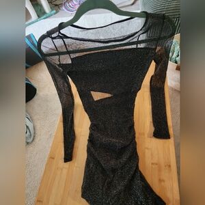 Ruby Rox Black Glitter Long Sleeve Dress